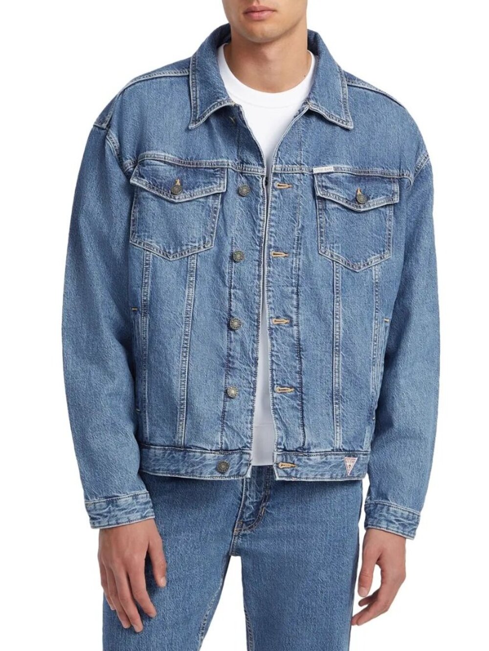 Thunder Trucker Jacket Size 2XL Blue 100% Cotton Front Pockets Button Down